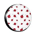 Ladybug Dotted Pattern Spare Tire Cover Wheel Protectors Dust-Proof Wheel Tire Cover Fit Trailer, Rv, Sand Many Vehicle 14inch