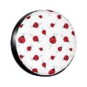 Ladybug Dotted Pattern Spare Tire Cover Wheel Protectors Dust-Proof Wheel Tire Cover Fit Trailer, Rv, Sand Many Vehicle 17inch