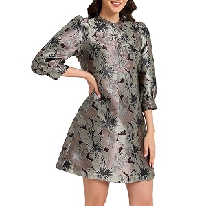 Ladyful Womens Floral Jacquard Dress Cocktail Mini