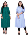 Ladylaz Solid Cotton Blend Straight Kurta for Women (Multicolor)