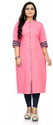 Ladylaz Striped Cotton Blend Straight Kurta for Women (Pink)