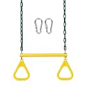 LadyRosian 17" Gym Trapeze Swing Bar Rings 47" Heavy Duty Chain Swing Set Accessories with Locking Carabiners Plastic Coated Chains Monkey Bars for Backyard, Playroom (Yellow)