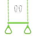 LadyRosian 17" Trapeze Bar Swing Set Gym Rings 47" Heavy Duty Chain Swing Set Accessories with Locking Carabiners Plastic Coated Chains Monkey Bars for Backyard, Playroom (Apple Green)