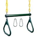 LadyRosian Gym Rings Trapeze Swing Bar 17", Heavy Duty 47" Chain Swing Set Accessories with Locking Carabiners, Monkey Bars for Backyard, Playground, Playroom