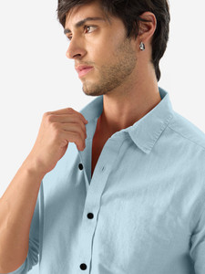 Ladytone Men Solid Casual Light Blue Shirt