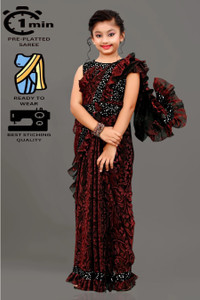 LADYZILLA Embellished Bollywood Lycra Blend Saree
