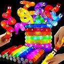 LED Light Pop Tube Toy Stretchy Bendable Pipe Toy Fidget Pop Toy Fidget Tube Toy Tube Sensory Toys Set Multi Color (Pack of 6 with led Light)