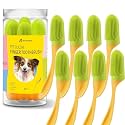 Lager Dog Finger Toothbrush, Non-slip with handle, extra-large Designed for Large Dogs. Clean Your Dog's Teeth and Prevent Bad Breath. Dog Toothbrush Finger with Soft Bristles. Yellow & Green-8 Pcs