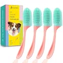 Lager Dog Finger Toothbrush, Non-slip with handle, extra-large Designed for Large Dogs. Clean Your Dog's Teeth and Prevent Bad Breath. Dog Toothbrush Finger with Soft Bristles. Pink & Blue-4 Pcs