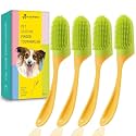 Lager Dog Finger Toothbrush, Non-slip with handle, extra-large Designed for Large Dogs. Clean Your Dog's Teeth and Prevent Bad Breath. Dog Toothbrush Finger with Soft Bristles. Yellow & Green-4 Pcs
