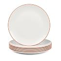 LaGlint 10.5 Inch Dinner Plate Set of 6, Orange Rim Opal Glass Plates