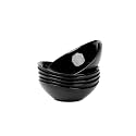 LaGlint 12 OZ Ice Cream Bowl Set of 6, 6 Inch Black Opal Glass