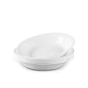 LaGlint 34 OZ Opal Glass Pasta Bowls Set of 6, White 9.5 Inch