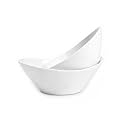 LaGlint 66 OZ Salad Bowl Set of 2, 10 Inch White Opal Glass Oval