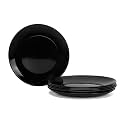 LaGlint 7.5 Inch Appetizer Plate Set of 6, Black Opal Glass Plates