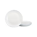 LaGlint 7.5 Inch Appetizer Plate Set of 6, Navy Blue Rim Opal Glass