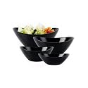 LaGlint Oval Serving Bowls Set of 4, 15/20/43/66 OZ Black Opal Glass