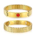 lagofit Medical Alert Bracelet for Men Women, Stainless Steel Medical ID Bracelet, 3 Sizes 4 Colors Elastic Strap Unisex Medical Bracelet