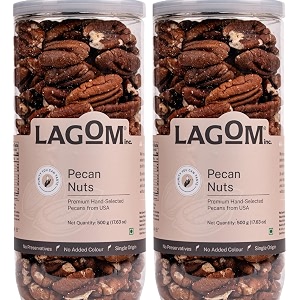 lagom pecan nuts 1 kg  unsalted small batch roasted  buttery crunchy texture  no preservatives  vegan gluten free non-gmo