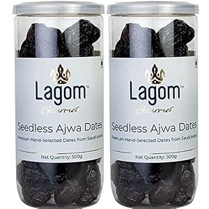 lagom ajwa seedless dates 1 kg  premium pitted saudi khajoor  soft naturally sweet amp ready to eat  no added sugar no preservatives  vegan gluten free non-gmo