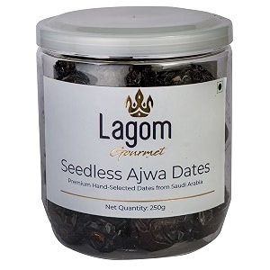 lagom ajwa seedless dates 250g  premium pitted saudi khajoor  soft naturally sweet amp ready to eat  no added sugar no preservatives  vegan gluten free non-gmo
