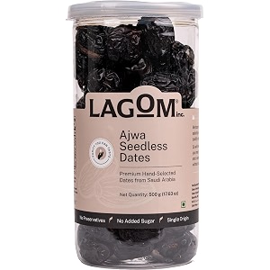 lagom ajwa seedless dates 500g  premium pitted saudi khajoor  soft naturally sweet amp ready to eat  no added sugar no preservatives  vegan gluten free non-gmo