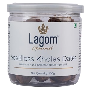 lagom gourmet seedless kholas dates 200 g  all natural  no preservatives  no added sugar  gluten free  vegan  plant based  non gmo  dates dry fruits  khajur  khajoor  khejur