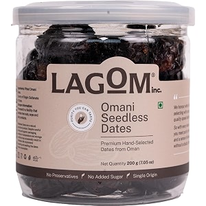 lagom omani seedless dates 200g  premium pitted khajoor from oman  soft naturally sweet amp convenient  no added sugar no preservatives  vegan gluten free non-gmo