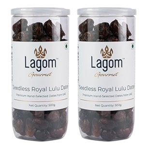 lagom gourmet seedless royal lulu dates  all natural  no preservatives  no added sugar  gluten free  vegan  plant based  non gmo  dates dry fruits  khajur  khajoor  khejur 1 kg
