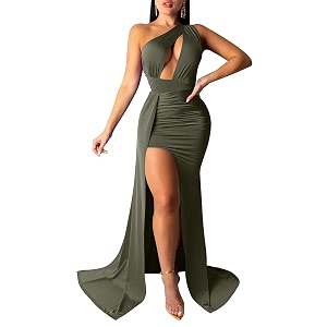 LAGSHIAN Women Sexy Elegant One Shoulder High