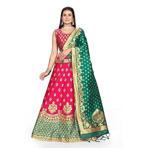LAHER Girls Casual Wear Heavy Banarsi Jacquard