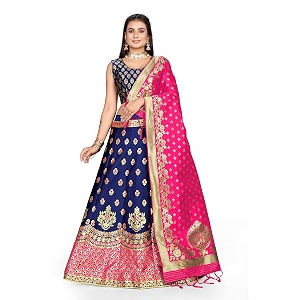 LAHER Girls Casual Wear Heavy Banarsi Jacquard