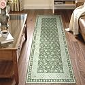 Lahome Green Washable Runner Rug Low Plie