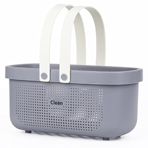 laigoo gray shower caddy basket plastic storage basket with handles - shower storage organizer for bathroom college dorm kitchen bedroom gym