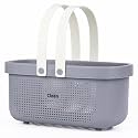 LAIGOO Gray Shower Caddy Basket Plastic Storage Basket with Handles - Shower Storage Organizer for Bathroom, College Dorm, Kitchen, Bedroom, Gym