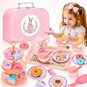 Lajeje Kids Tea Party Set for Little Girls &amp; Toddlers – Bunny Kitchen Toy &amp; Pretend Play Set with Teapot, Cups, Plates, Desserts &amp; Case | Princess Birthday Gift, Easter Basket Stuffer for Ages 3-5