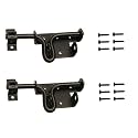 2Pcs Black Heavy Duty Slide Bolt Gate Latch with Padlock Hole - Solid Hardware Thickened Metal Sliding Bolt Door Locks Gate Latches for Shed Door,Wooden Fences,Barn Doors,Outdoor Latch