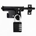 Black Heavy Duty Slide Bolt Gate Latch with Padlock Hole - Solid Hardware Thickened Metal Door Locks Gate Latches for Shed Door,Wooden Fences,Barn Doors,Yard Door(with Password Padlock)