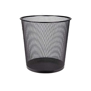 lakeer recycling open top mesh trash can wastebasket dust bin without lid round metal mesh waste basket for home office college kitchen bathroom - 3302 cm black