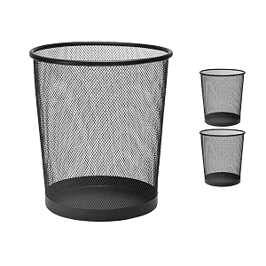 lakeer recycling open top mesh dustbin trash can wastebasket dust bin without lid round metal mesh waste basket for home office small 254 cm black pack of 3