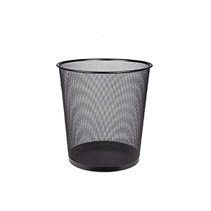 lakeer recycling open top mesh dustbin trash can wastebasket dust bin without lid round metal mesh waste basket for home office medium 28 cm black pack of 1