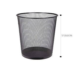 lakeer recycling open top mesh dustbin trash can wastebasket dust bin without lid round metal mesh waste basket for home office large 332 cm black pack of 3