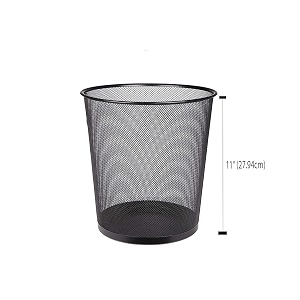 lakeer recycling open top mesh dustbin trash can wastebasket dust bin without lid round metal mesh waste basket for home office medium 28 cm black pack of 3