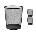 Lakeer Recycling Open Top Mesh Dustbin Trash Can Wastebasket, Dust Bin Without Lid, Round Metal Mesh Waste Basket for Home, Office, Medium 28 cm, Black (Pack of 3)