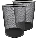 Lakeer Recycling Open Top Mesh Medium Dustbin Trash Can Wastebasket, Dust Bin Without Lid, Round Metal Mesh Waste Basket for Home, Office, Medium 28 cm, Black (Pack of 2)