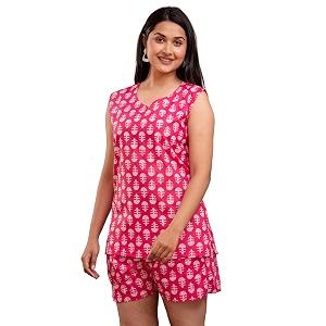 Womens Cotton Printed Night Suit Set of