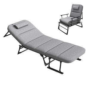 3-in-1 adult camping cot folding bed with mattress portable bed for sleeping lounge chair multi-use 6-position adjustable holds up to 330 lbs