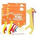 Lakeyface 200 Count Biodegradable Kids Flossers, Eco-Friendly Plant-Based Floss Picks, No Fluoride BPA Free Cute Giraffe Dental Picks, No Plastics, Vegan Natural Floss, Mild Mint
