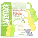 Lakeyface Biodegradable Kids Flossers, Cute Elephant Floss Picks, No Fluoride BPA Free Eco Friendly Dental Floss Picks, Mint Flavored, 2 Colors, 50 Count (Pack of 4)