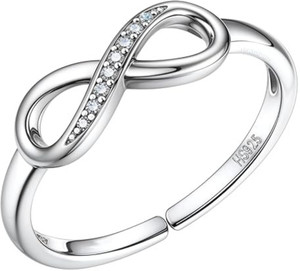 lakhdatar and sons jewellers 925 sterling silver infinity ring with sparkling stones  adjustable open band silver cubic zirconia ring